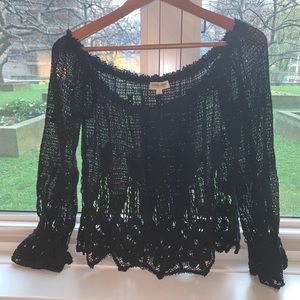 BEAUTIFUL BLACK LACE LONG SLEEVE SHIRT